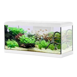 Zolux Acquario Tana 80 Led White - acquario 84 Lt - 81x31,5x42,5h cm completo di fltro, riscaldatore e led - bianco