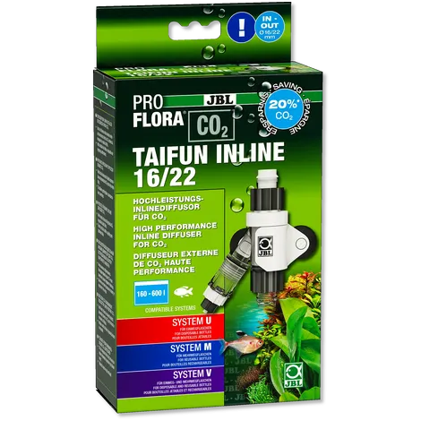 JBL Proflora Co2 Taifun inline 16/22 - Diffusore per tubi da 16-22 mm da montare lungo la mandata del filtro