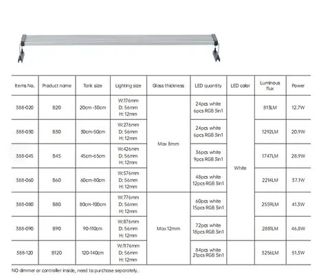 Plafoniera Led Chihiros B45 fresh 28.9 w con controller bluetooth - per acquari di acqua dolce da 45 a 65 cm