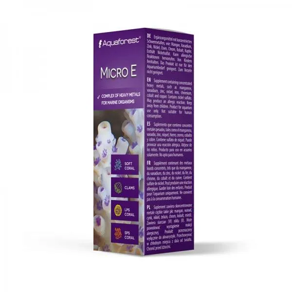 Aquaforest Micro E 10 ml - integratore di metalli pesanti per acquario marino reef