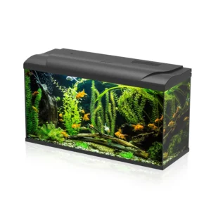 Aqpet Simply Led 100 Nero - Acquario 100 lt - 80x30x46h cm completo di luce, termoriscaldatore e filtro con materiali filtranti