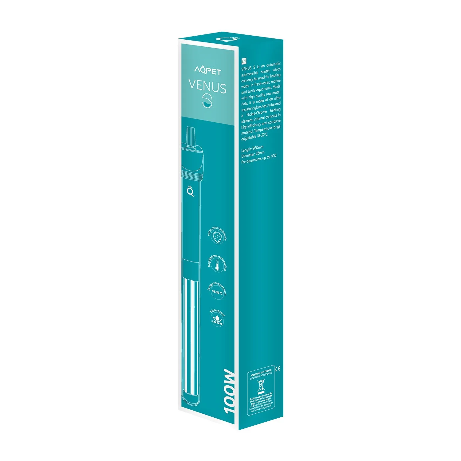 Aqpet Simply Led 100 Nero - Acquario 100 lt - 80x30x46h cm completo di luce, termoriscaldatore e filtro con materiali filtranti