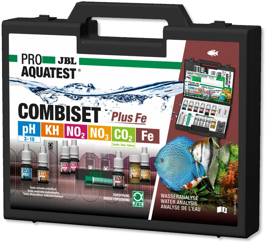 JBL ProAqua Test Combiset Plus Fe - Valigetta con i principali valori per acquario dolce ph, kh, no2, no3, Fe