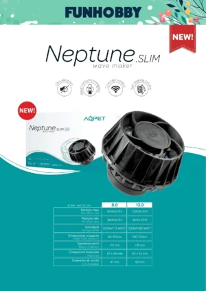 Aqpet Neptune Wave SLIM 13.0 - pompa di movimento elettronica con controller regolabile 5000-13000 lt/h - 20W