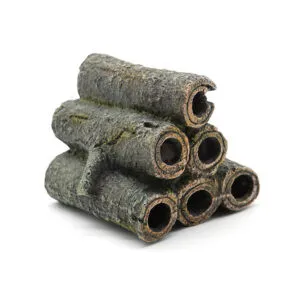 Amtra Deko Shrimp Playground Tubes Lg - Piramide tana per gamberetti 6 tubi 8,5x7,5x8,5 cm in resina effetto legno cavo
