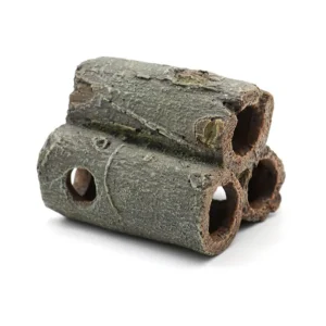 Amtra Deko Shrimp Playground Tubes Md - Piramide tana per gamberetti 3 tubi 9x7,3x7 cm in resina effetto legno cavo