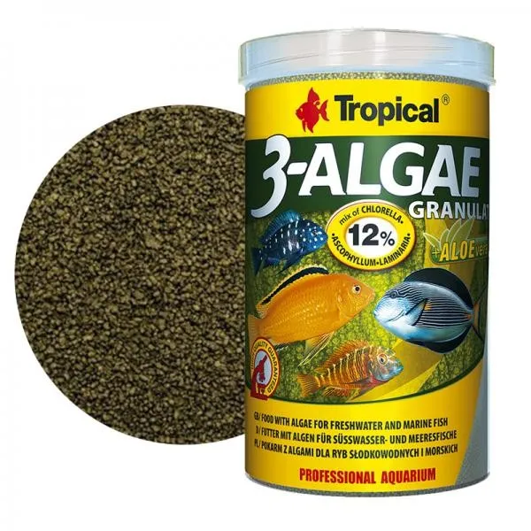 Tropical 3-Algae Granulat 250ml/110gr. mangime vegetale in granuli per tutti i pesci