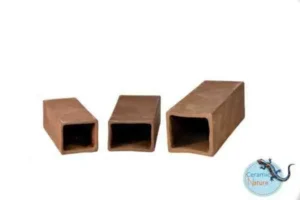 Ceramic Nature Cave Rectangle BROWN M/L 11,5 x 5 x 3,5 cm - tana per loricaridi, pesci e gamberi o terrario