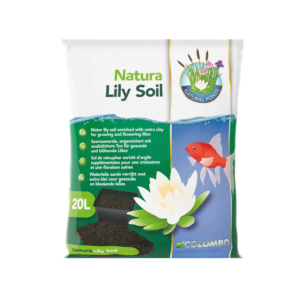 Colombo Natura Lily Soil - 20 lt - Terriccio per Ninfee e piante da laghetto e palustri