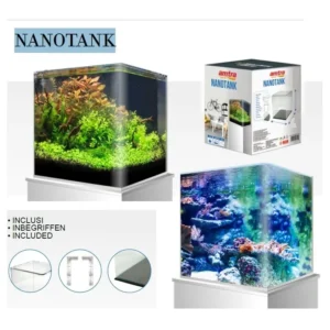 Amtra NanoTank cubo 90 litri extrachiaro - 45x45x45 cm vetro curvo con coperchio e sostegni trasparenti