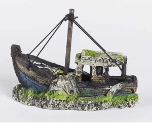 Relitto 12,5x6x10h cm - galeone affondato- barca - arredi per acquario