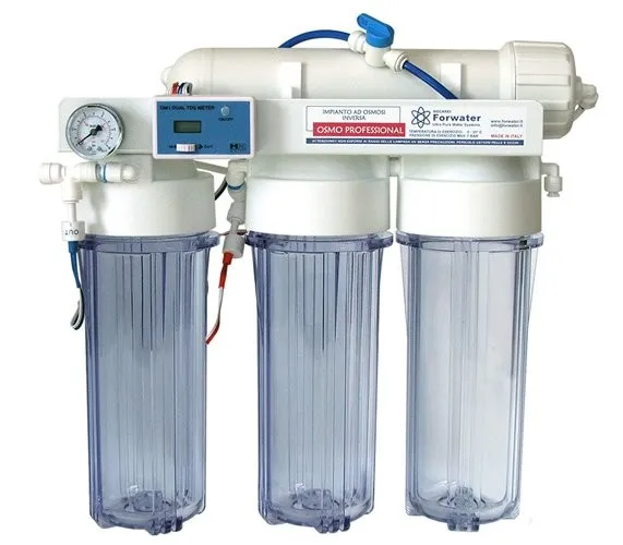 Forwater Osmopure75 PRO08 - 75 GDP - DDS Tecnology - Impianto osmosi professionale a bicchiere con deionizzatore