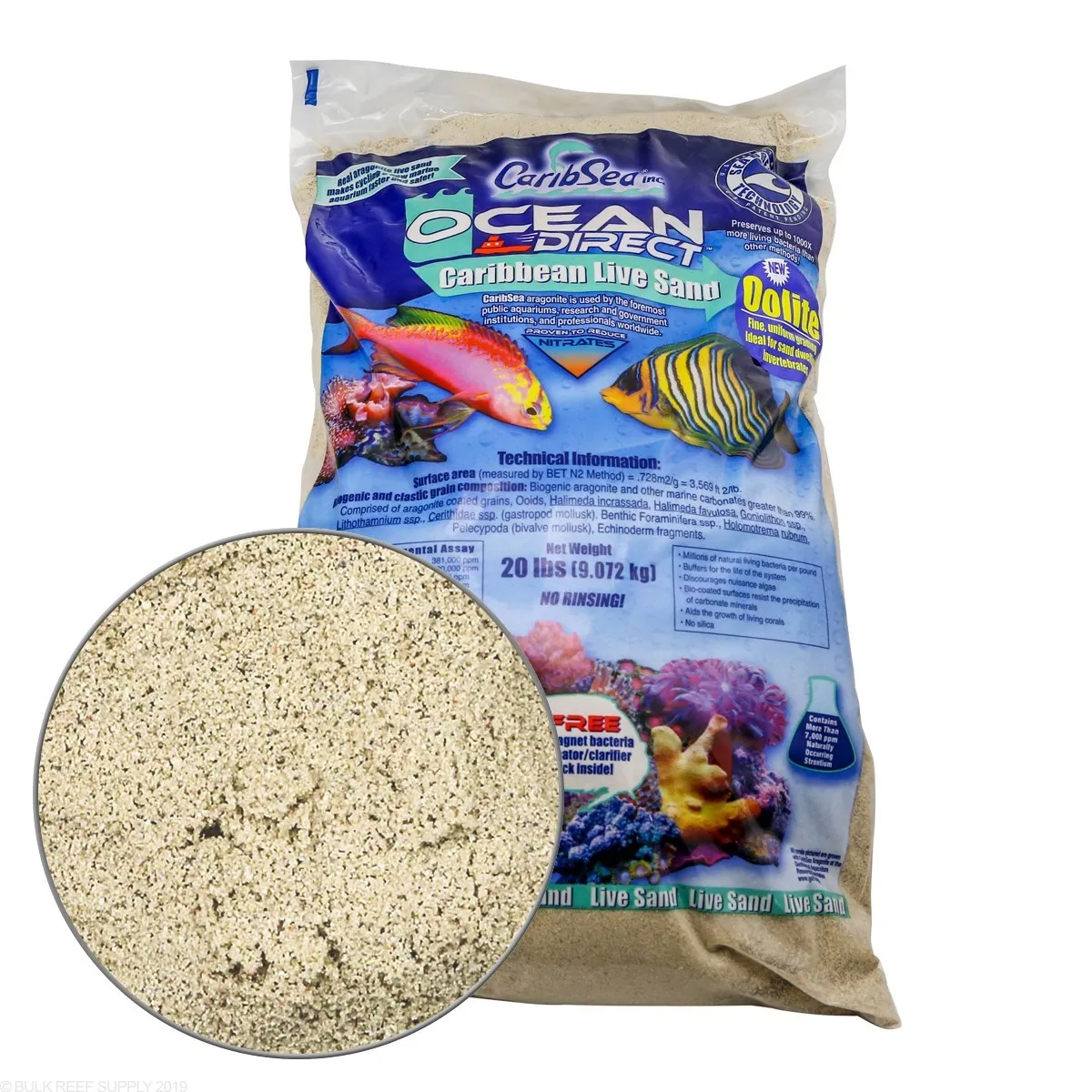 Sabbia Viva Corallina - Ocean Direct Caribbean Live Sand CaribSea - Aragonite per acquari marine e reef (0,25-1,0 mm) - 18,14 kg