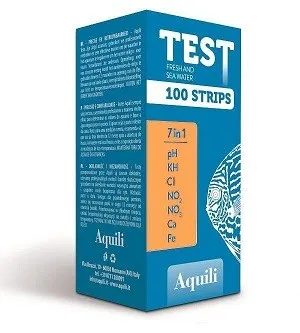 Aquili Test 7 in 1 - 100 Strisce - SEA WATER - pH - KH - NO2 - NO3 - Ca - Fe - Cl per acquario marino