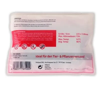 Scaldino chimico HeatPaxx Heat Pack XL - Aqua Pack 72 ore di calore - per trasporto pesci