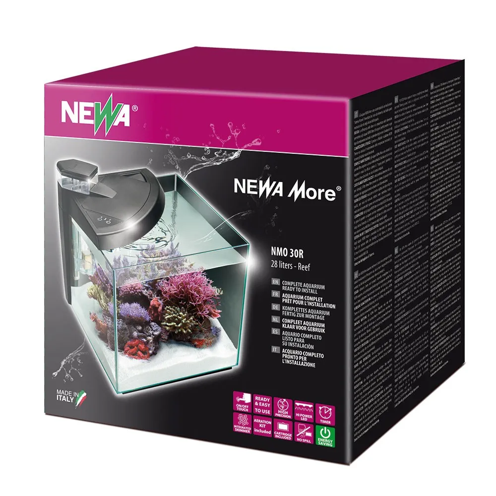 Newa More 50 Reef Nero completo di skimmer, filtro, pompa, riscaldatore, luce led e timer touch