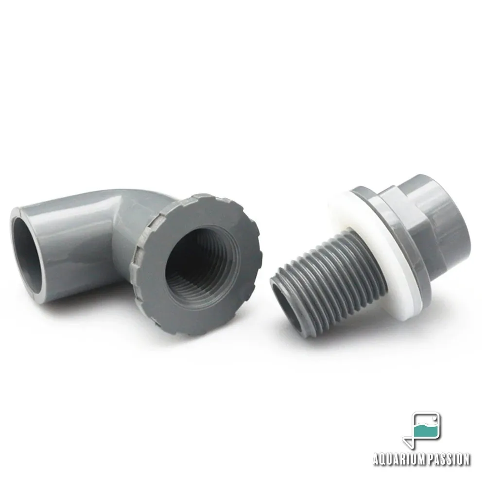Passaparete PVC 90° ad incollaggio diametro Ø 20 mm - carico/scarico mandata vasca sump - grigio