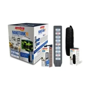 Amtra NanoTank cubo System Completo 20 litri - 25x25x30 cm vetro curvo con filtro e plafoniera led