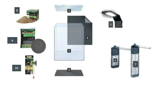 Dennerle Nano Cube Complete 30 Lt - 30x30x35h cm - Style Led M - acquario, caridinaio completo di allestimento