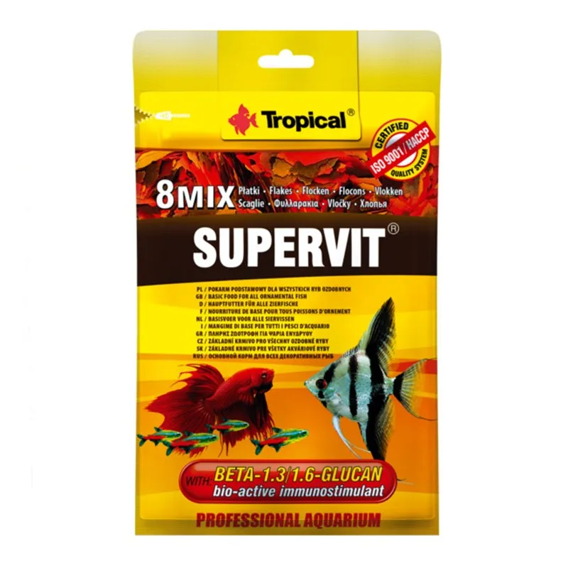 Tropical SUPERVIT Flakes 12gr Zip-Bag - mangime in fiocchi per tutti i pesci tropicali in bustina