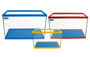 Acquario in vetro con  cornice colorata 50x26x30h