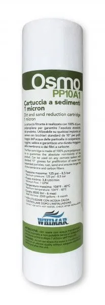 Whimar Ricambio Cartuccia Filtrante Sedimenti 1mcr - PP10A1 - per impianti osmosi a bicchiere da 10"