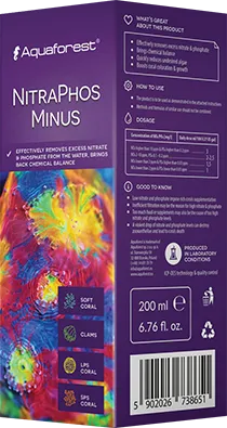 Aquaforest NitraPhos Minus 250 ml - prodotto per la rimozione di nitriti, nitrati e fosfati in acquario marino