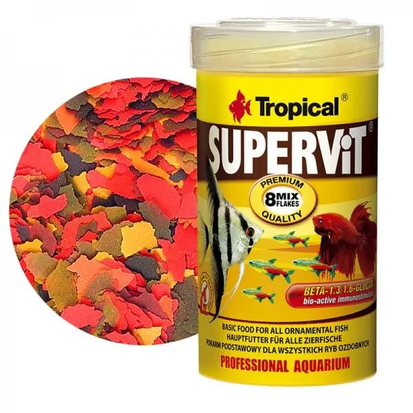 Tropical SUPERVIT flakes 100ml/20gr mangime in fiocchi per tutti i pesci tropicali