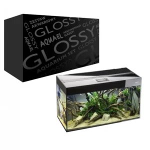 Aquael Glossy 80 Black 80X35X54h cm - 125 lt nero - Acquario Completo di illuminazione a Led