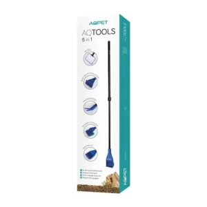 Aqpet AQTools 5 in 1 set per la pulizia dell'acquario, raschietto, spugna, rastrello, trapiantatoio e retino