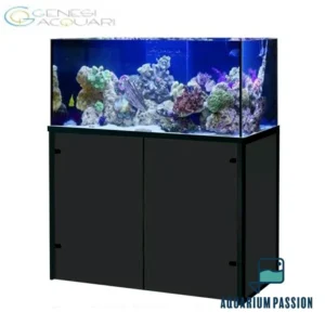 Genesi Acquari Reef Plus Nero 100x50x50 cm - Acquario marino in vetro extrachiaro con sump e supporto